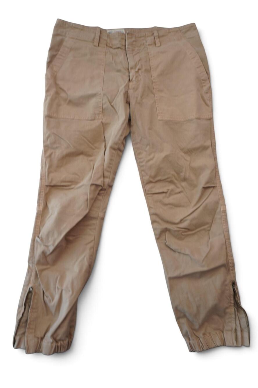 Nili Lotan Jenna Cropped Cargo Pants Women's 6 Khaki Ankle Zip Made in USA
